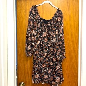 NWT Madewell Lined Floral Print Mini Dress w/ Glittery Copper Colored Threading